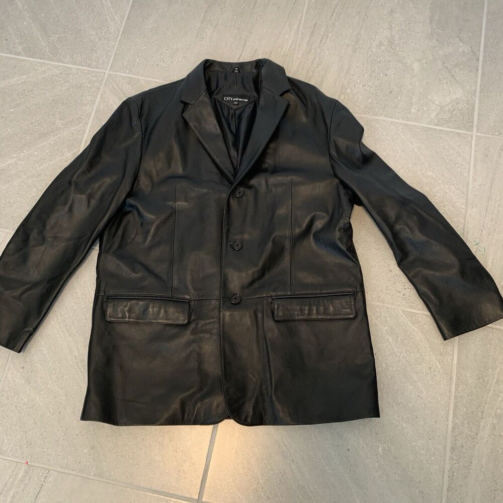 City Jones New York Leather Men’s Jacket Size 44R